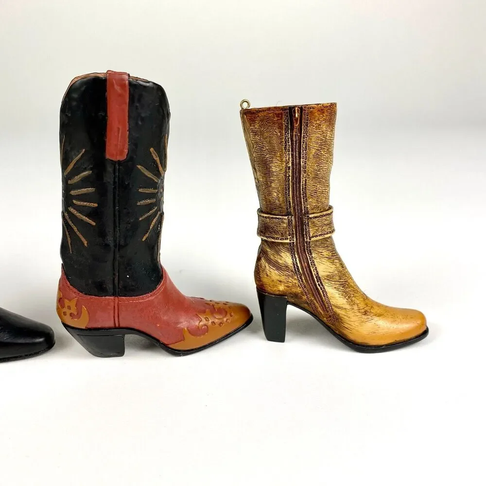 VTG JC Penney Mini Shoe Ornaments Women’s Casual Boot Set of 4 NIB Resin Boots - Picture 5 of 12